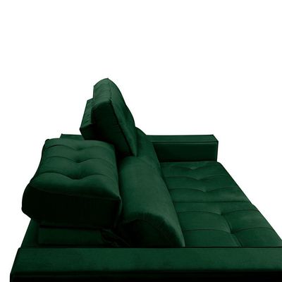 Sofa Retratil Reclinavel 2 Lugares 2,10 Vitória Veludo Verde Lansofbr