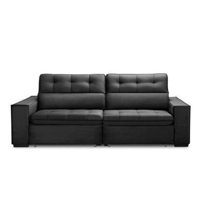 Sofa Retratil Reclinavel 2 Lugares 2,40 Vitória Veludo Grafite Lansofbr