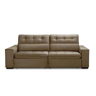 Sofa Retratil Reclinavel 2 Lugares 2,20 Vitória Veludo Capuccino Lansofbr