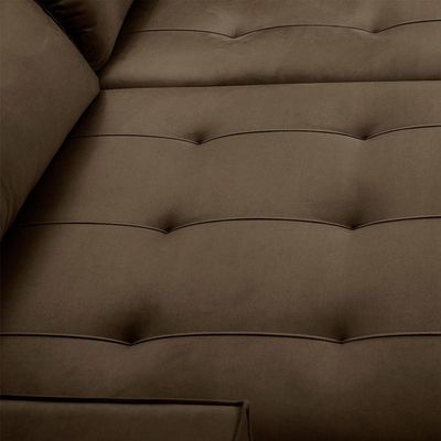 Sofa Retratil Reclinavel 2 Lugares 2,10 Vitória Veludo Marrom Lansofbr