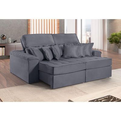 Sofa Martins M-188 02 Md.90 Com Almofadas - V-211 Grafite
