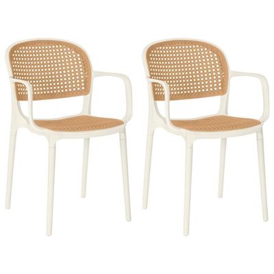 Kit 2 Cadeiras De Jantar Roma Prática Com Braços Para Sala E Cozinha - Bege