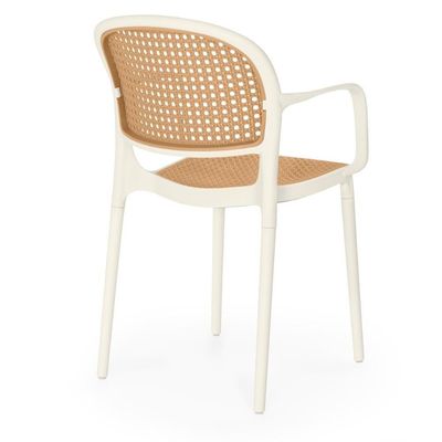 Kit 2 Cadeiras De Jantar Roma Prática Com Braços Para Sala E Cozinha - Bege