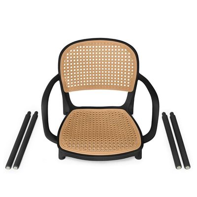 Kit 16 Cadeiras De Jantar Roma Prática Com Braços Para Sala E Cozinha - Preto