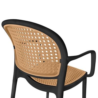 Kit 14 Cadeiras De Jantar Roma Prática Com Braços Para Sala E Cozinha - Preto