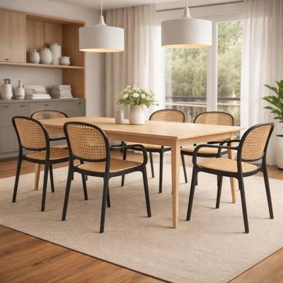 Kit 14 Cadeiras De Jantar Roma Prática Com Braços Para Sala E Cozinha - Preto