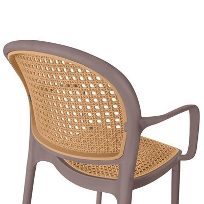 Kit 14 Cadeiras De Jantar Roma Prática Com Braços Para Sala E Cozinha - Marrom Claro