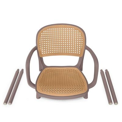 Kit 14 Cadeiras De Jantar Roma Prática Com Braços Para Sala E Cozinha - Marrom Claro