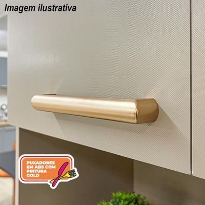 Armário De Cozinha Completa Com Balcão Com Tampo 12 Portas Urbano - Freijó/vanilla/com Ripado