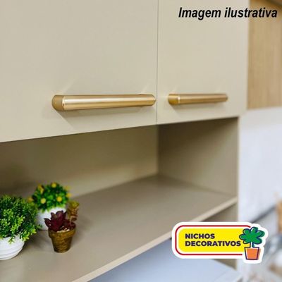 Armário De Cozinha Completa Com Balcão Com Tampo 12 Portas Urbano - Freijó/vanilla/com Ripado