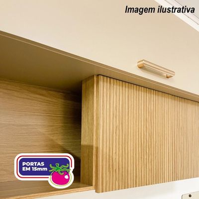 Armário De Cozinha Completa Com Balcão Com Tampo 12 Portas Urbano - Freijó/vanilla/com Ripado