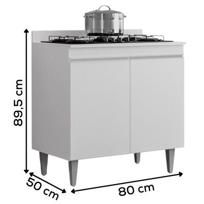 Balcao Com Tampo 2 Portas 80 Cm Ellen Branco