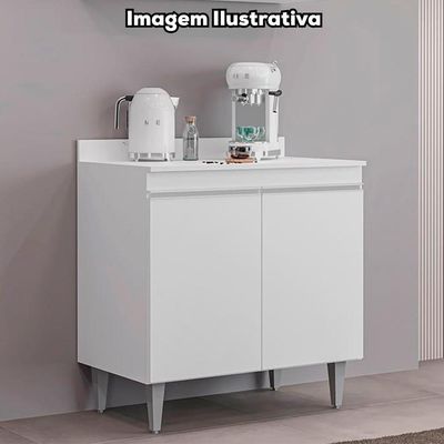 Balcao Com Tampo 2 Portas 80 Cm Ellen Branco
