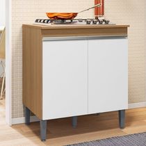 Balcão Para Cooktop De 4 E 5 Bocas Com Tampo Andréia Amêndoa/Branco