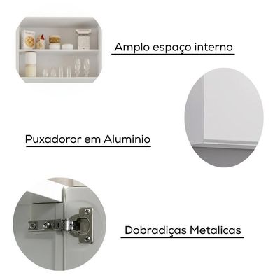Armario Aereo 2 Portas Bp 80 Cm Isis Branco