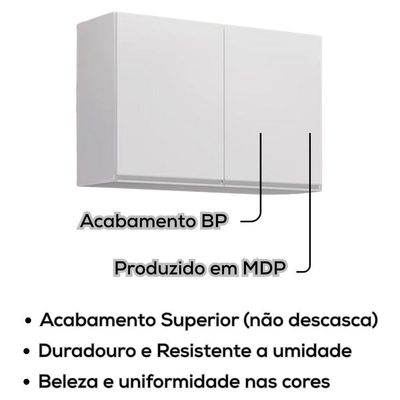 Armario Aereo 2 Portas Bp 80 Cm Isis Branco