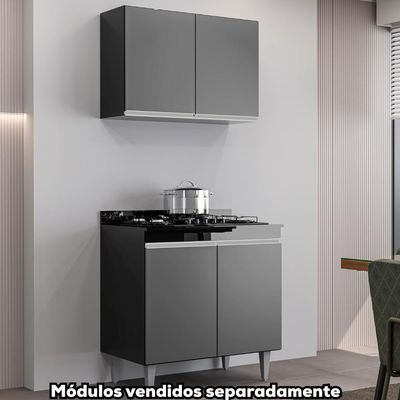 Armario Aereo 2 Portas 80 Cm Bp Isis Preto Grafite