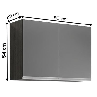 Armario Aereo 2 Portas 80 Cm Bp Isis Preto Grafite