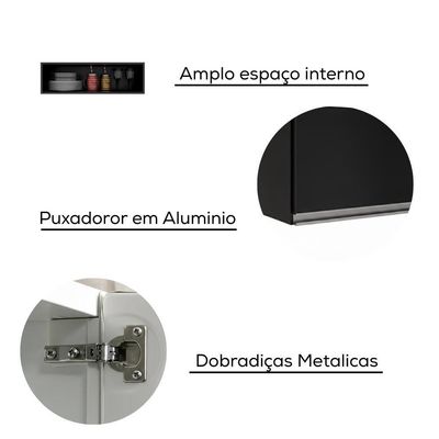 Armario Aereo 1 Porta Basculante 80 Cm Bp Fiorella Preto