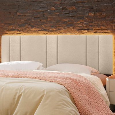 Cabeceira Modulada King 200 Cm Com Led Boucle Bege Vconcept
