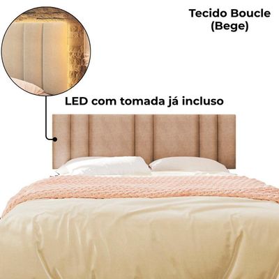 Cabeceira Modulada King 200 Cm Com Led Boucle Bege Vconcept