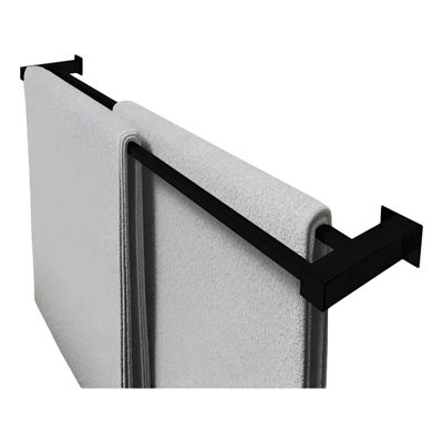 Porta-Toalha de Aço Inox 60 cm com Acabamento Preto Fosco e Kit de Instalação