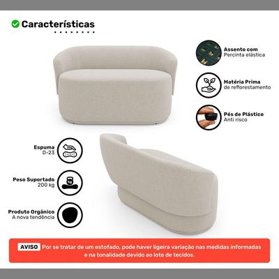 Kit 02 Poltronas E 01 Namoradeira Orgânica Mavi Bouclê Bege - Desk Design