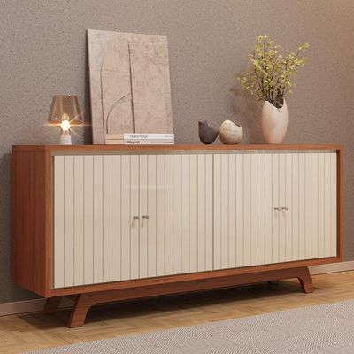 Aparador Buffet Para Sala De Jantar 4 Portas 180cm Junia D05 Freijó Off White - Lyam Decor
