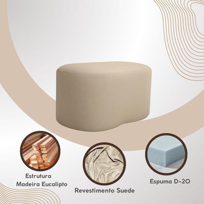 Kit 2 Puff Feijão Curvo Orgânico Sala Redondo Confortável Moderno Suede Azul Marinho