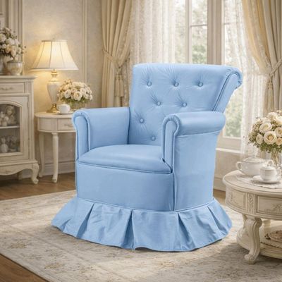 Cadeira Poltrona Balanço Amentação Confortável Quarto Descanso Sala Leitura Corino Azul