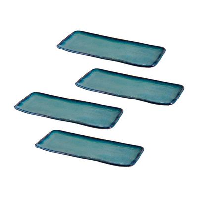 Conjunto de Travessas Retangulares Médias Porto Brasil Orgânico Oceano 33x13cm - 4 peças