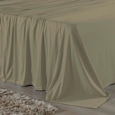 Lençol De Cima Queen Nobre 1 Peça 2,50m X 2,40m Malha 100% Algodão - Avelã
