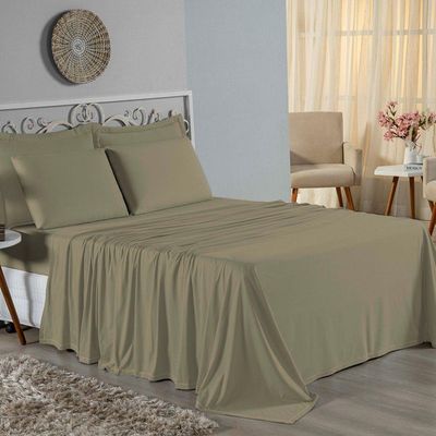 Lençol De Cima Queen Nobre 1 Peça 2,50m X 2,40m Malha 100% Algodão - Avelã