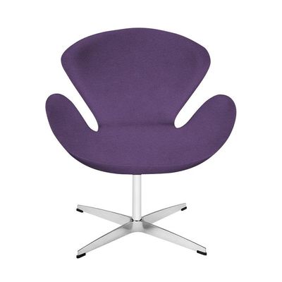 Poltrona Swan Suede Roxo Base Alumínio Giratória