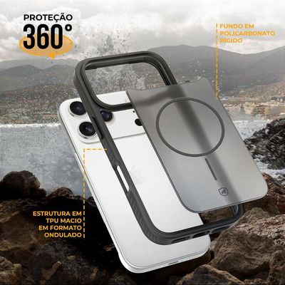 Capa case capinha para Motorola Moto G56 - Magsafe Wave Fumê - Preta - Gshield