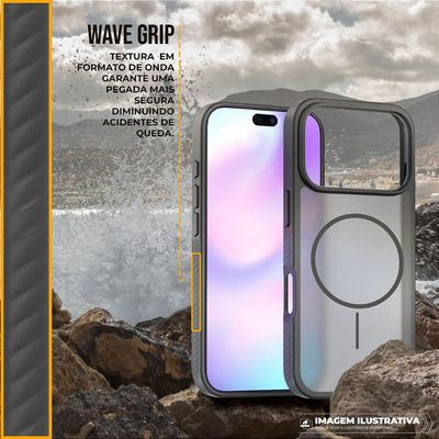 Capa case capinha para Motorola Moto G56 - Magsafe Wave Fumê - Preta - Gshield