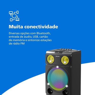 Caixa de Som Philips Party Speaker TAX5509 2400W Bluetooth Luzes LED Preta