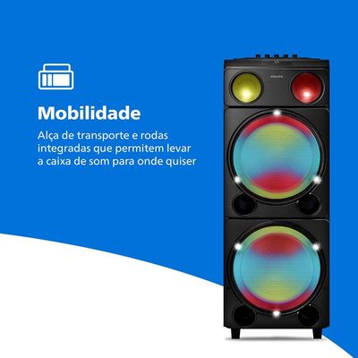 Caixa de Som Philips Party Speaker TAX5509 2400W Bluetooth Luzes LED Preta
