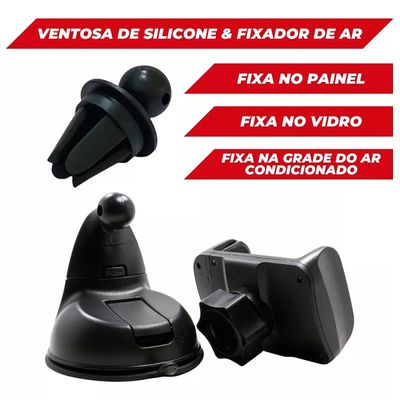 Suporte Para Celular Carro 360 Graus Com Ventosa Silicone E Base Giratória