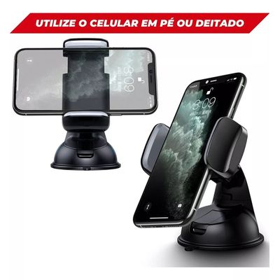 Suporte Para Celular Carro 360 Graus Com Ventosa Silicone E Base Giratória