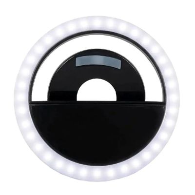 Luz de Selfie Recarregável 9 cm com Clipe para Celular e 3 Modos de Iluminação