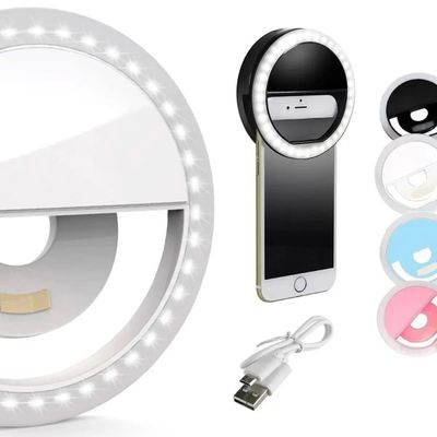 Luz de Selfie Recarregável 9 cm com Clipe para Celular e 3 Modos de Iluminação