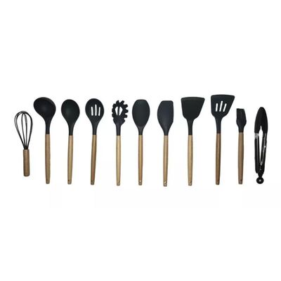 Kit Utensílios Cozinha 12 Peças com Suporte em Cilindro e Silicone Resistente 230C