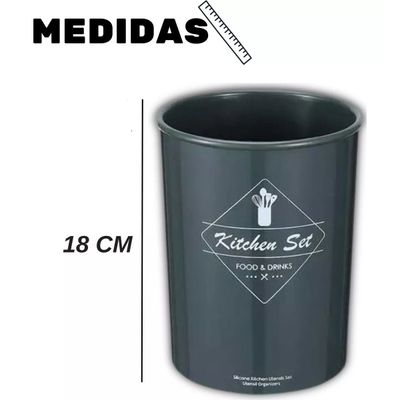 Kit Utensílios Cozinha 12 Peças com Suporte em Cilindro e Silicone Resistente 230C