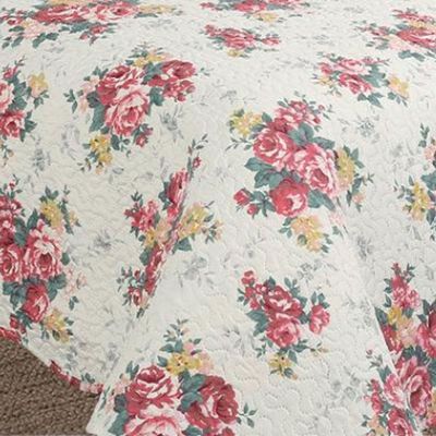 Kit Cobre Leito Colcha Mix Queen Estampado Dupla Face Floral 3 Peças - Maracris