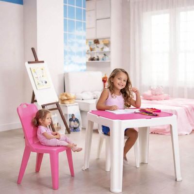 Mesa Infantil Tramontina para Atividades Plástico Resistente Compartimento Organizador Rosa