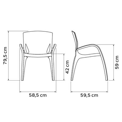 Jogo 4 Cadeiras Plásticas Marrom Com Braços Tramontina Summa Clarice 60x59cm Uso Interno Externo
