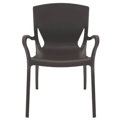 Jogo 4 Cadeiras Plásticas Marrom Com Braços Tramontina Summa Clarice 60x59cm Uso Interno Externo