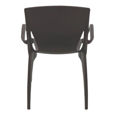 Jogo 4 Cadeiras Plásticas Marrom Com Braços Tramontina Summa Clarice 60x59cm Uso Interno Externo