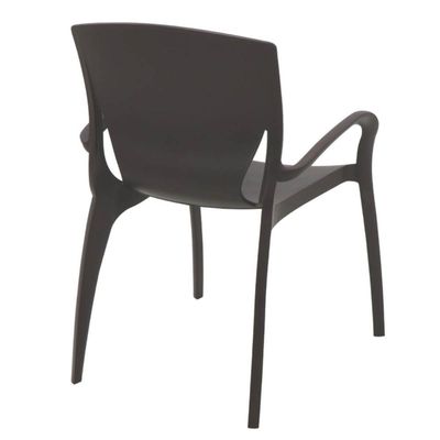 Jogo 4 Cadeiras Plásticas Marrom Com Braços Tramontina Summa Clarice 60x59cm Uso Interno Externo